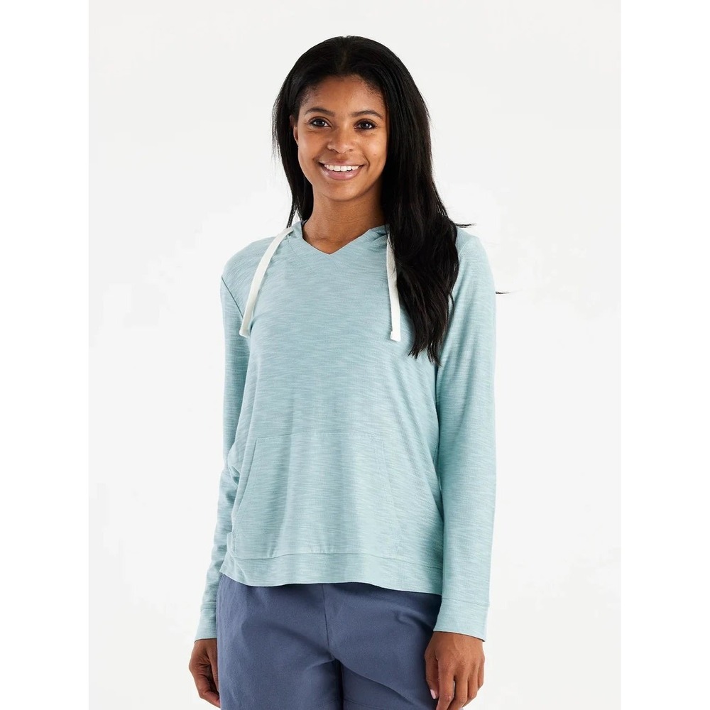 NWT Women's Free Fly Bamboo Slub Hoodie -XS - Ocean Mist Blue